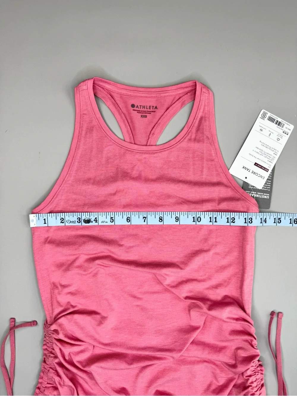 ATHLETA Encore Tank Racerback XXS Pink Ruched Drawstring Active - Picture 5 of 13